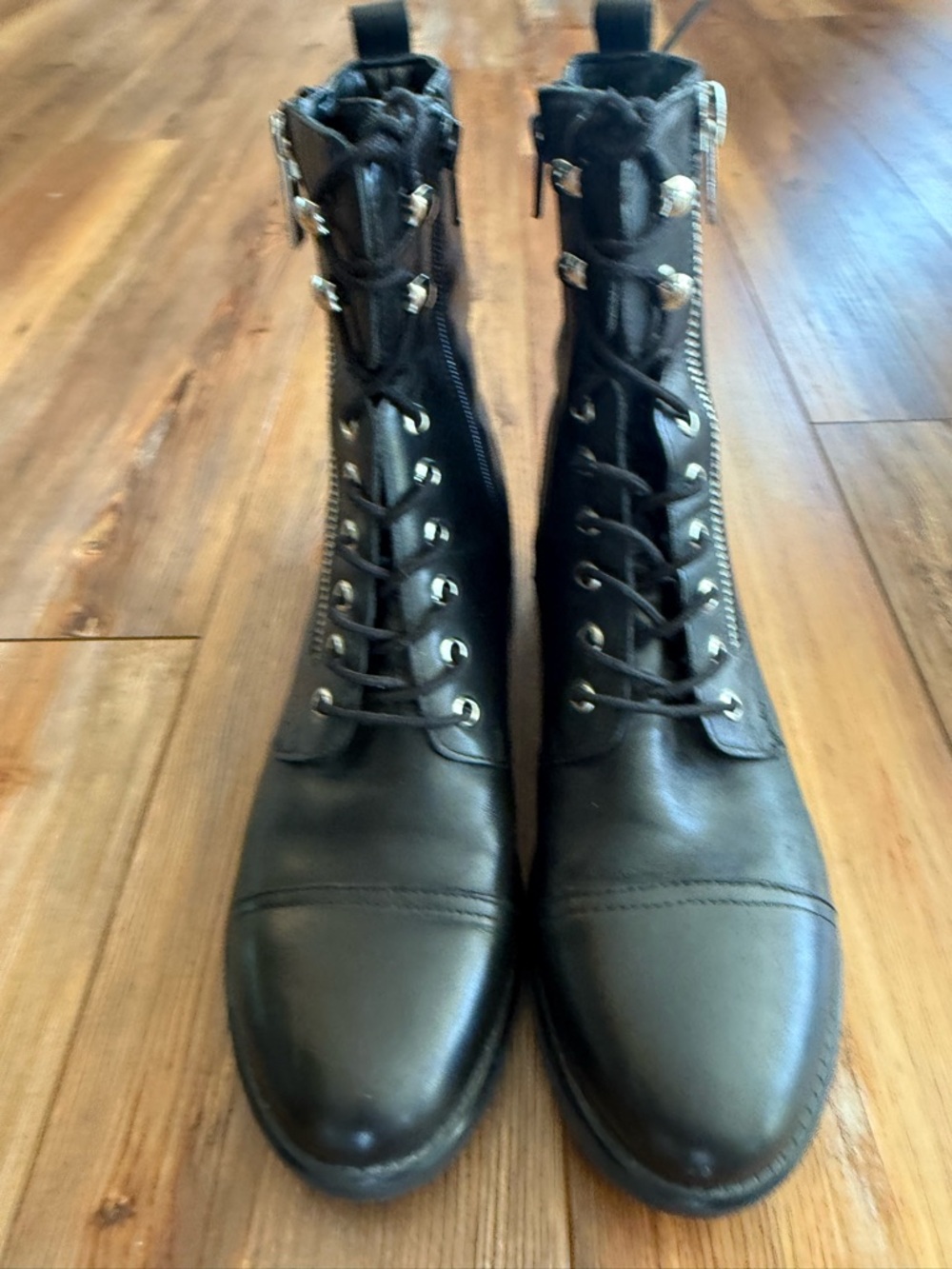 Marc Fisher Black Leather Combat Boots